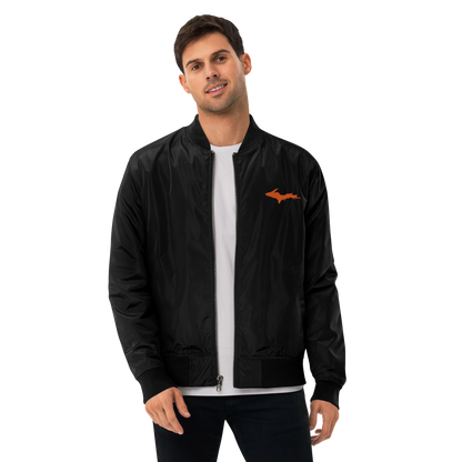 Michigan Upper Peninsula Bomber Jacket (w/ Orange UP Outline) | Unisex Recycled