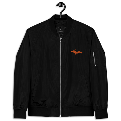 Michigan Upper Peninsula Bomber Jacket (w/ Orange UP Outline) | Unisex Recycled