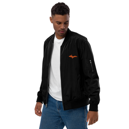 Michigan Upper Peninsula Bomber Jacket (w/ Orange UP Outline) | Unisex Recycled