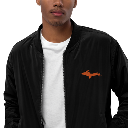 Michigan Upper Peninsula Bomber Jacket (w/ Orange UP Outline) | Unisex Recycled