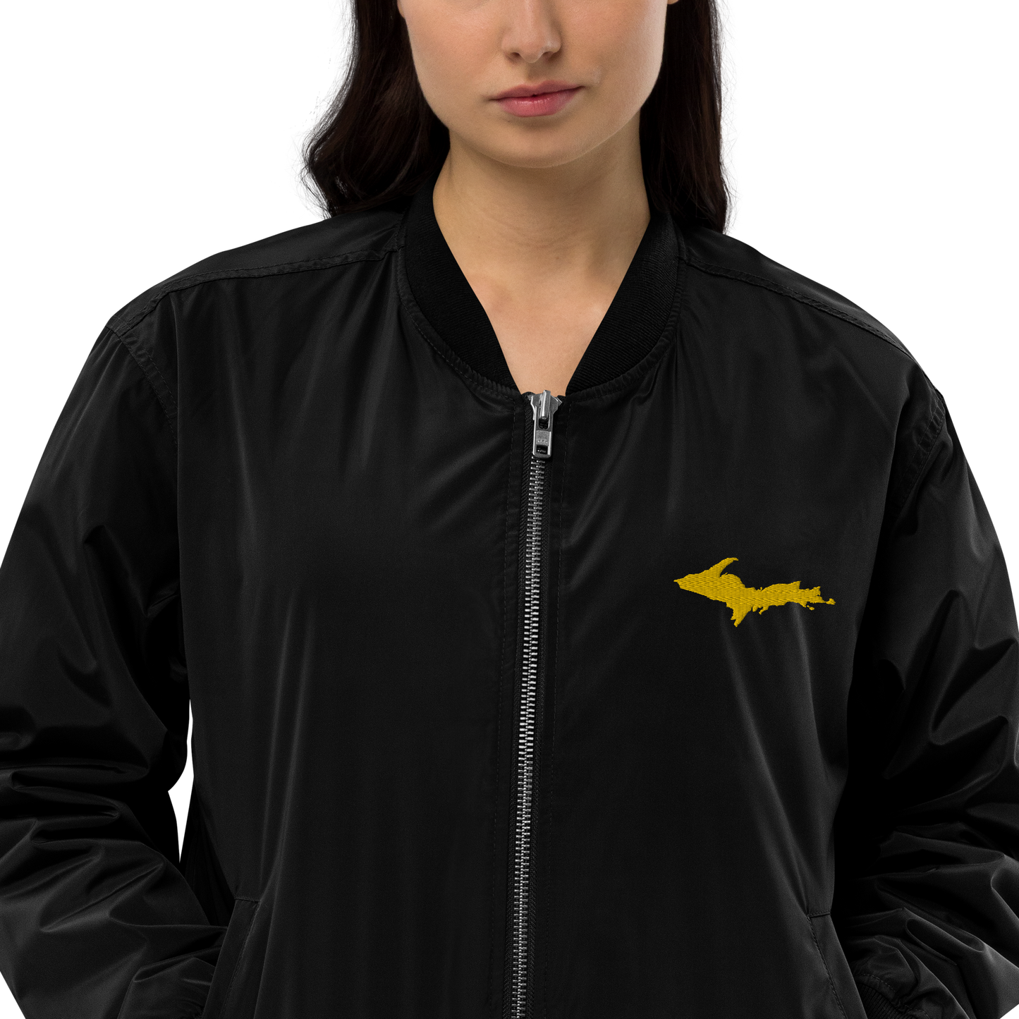 Michigan Upper Peninsula Bomber Jacket (w/ Gold UP Outline)