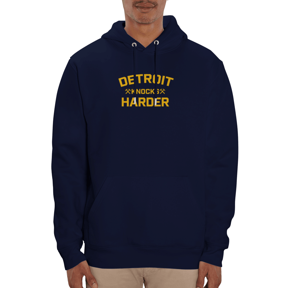 'Detroit Knocks Harder' Hoodie | Unisex Heavyweight (Eco-Friendly) - Circumspice Michigan