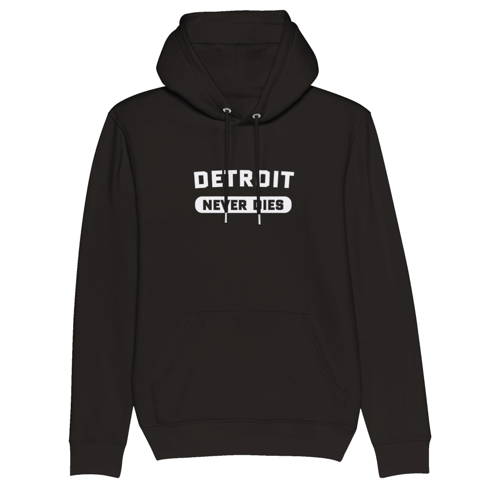 'Detroit Never Dies' Hoodie | Unisex Heavyweight (Eco-Friendly) - Circumspice Michigan