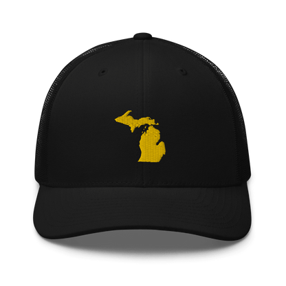 Michigan Trucker Hat (w/ Michigan Outline) | Gold Embroidery - Circumspice Michigan