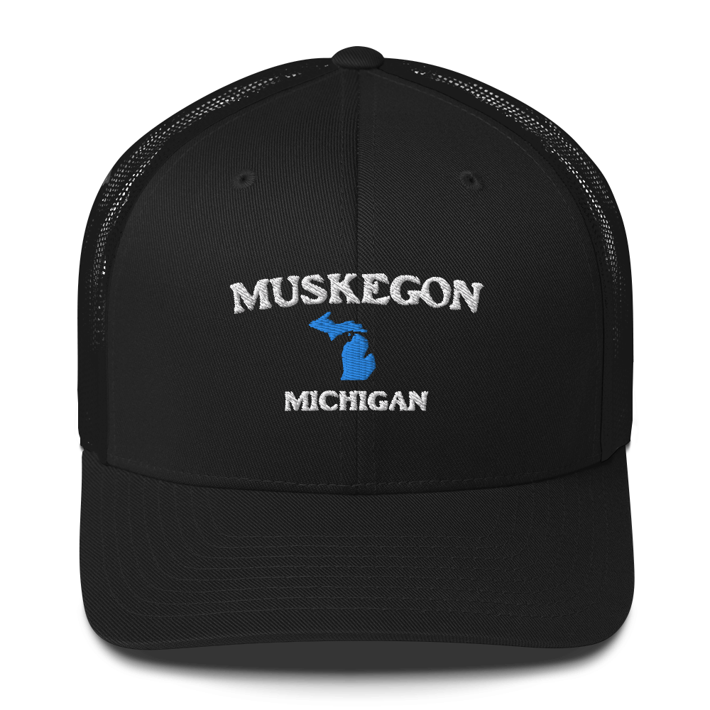 'Muskegon Michigan' Trucker Cap (w/ Michigan Outline)