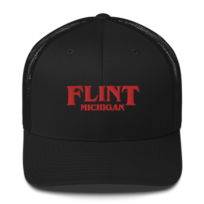 'Flint Michigan' Trucker Hat (1980s Drama Parody)