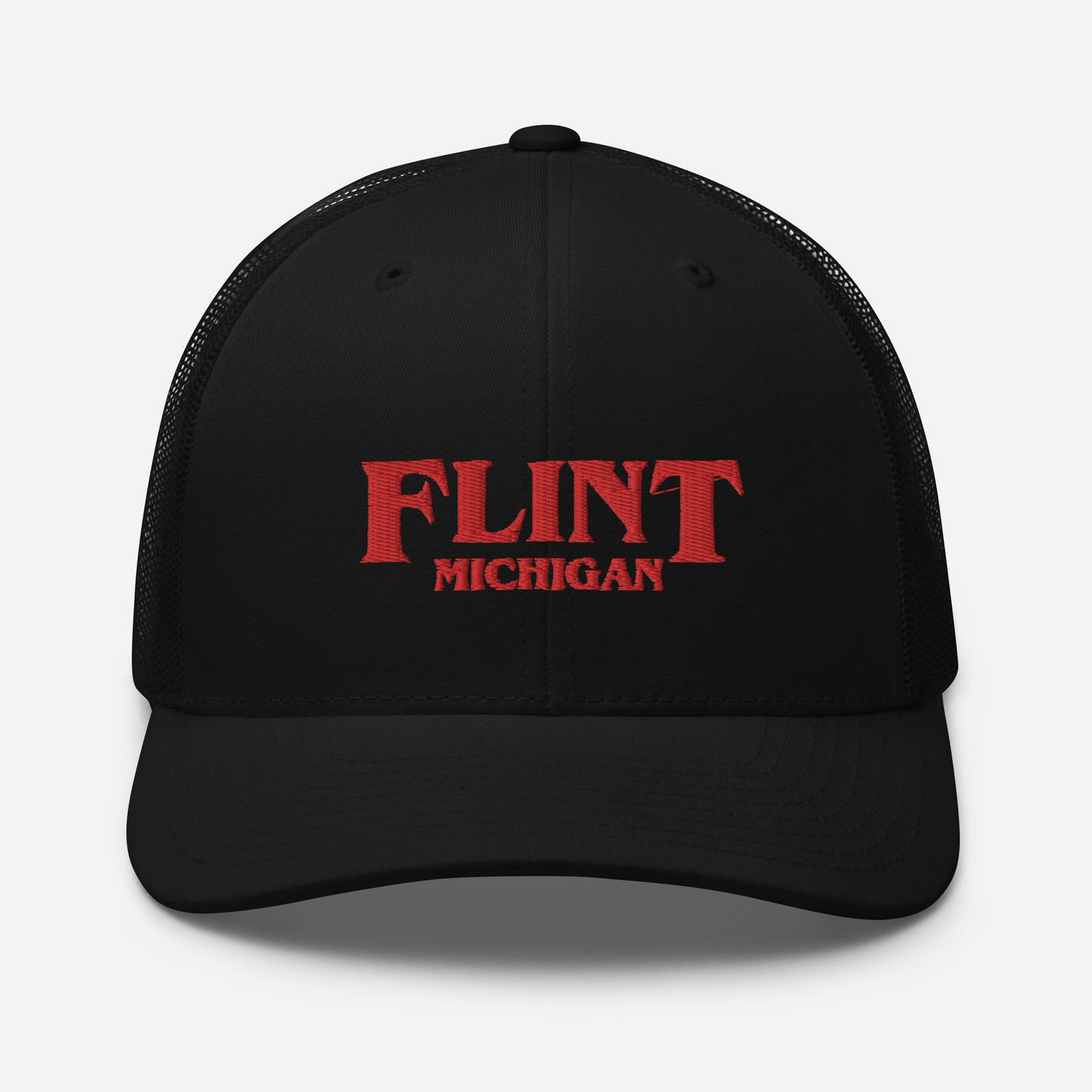 'Flint Michigan' Trucker Hat (1980s Drama Parody)