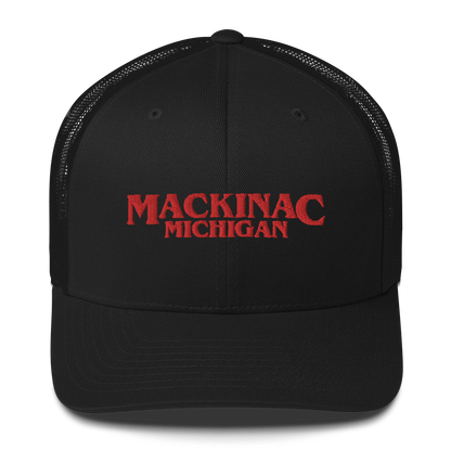 'Mackinac Michigan' Trucker Hat (1980s Drama Parody)