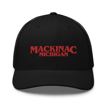 'Mackinac Michigan' Trucker Hat (1980s Drama Parody)