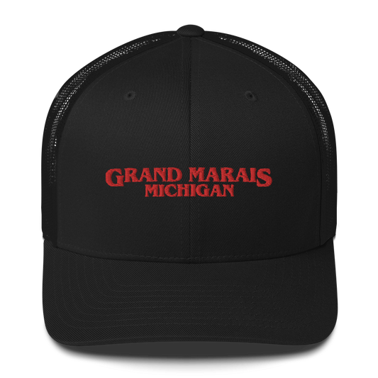 'Grand Marais Michigan' Trucker Hat (1980s Drama Parody)