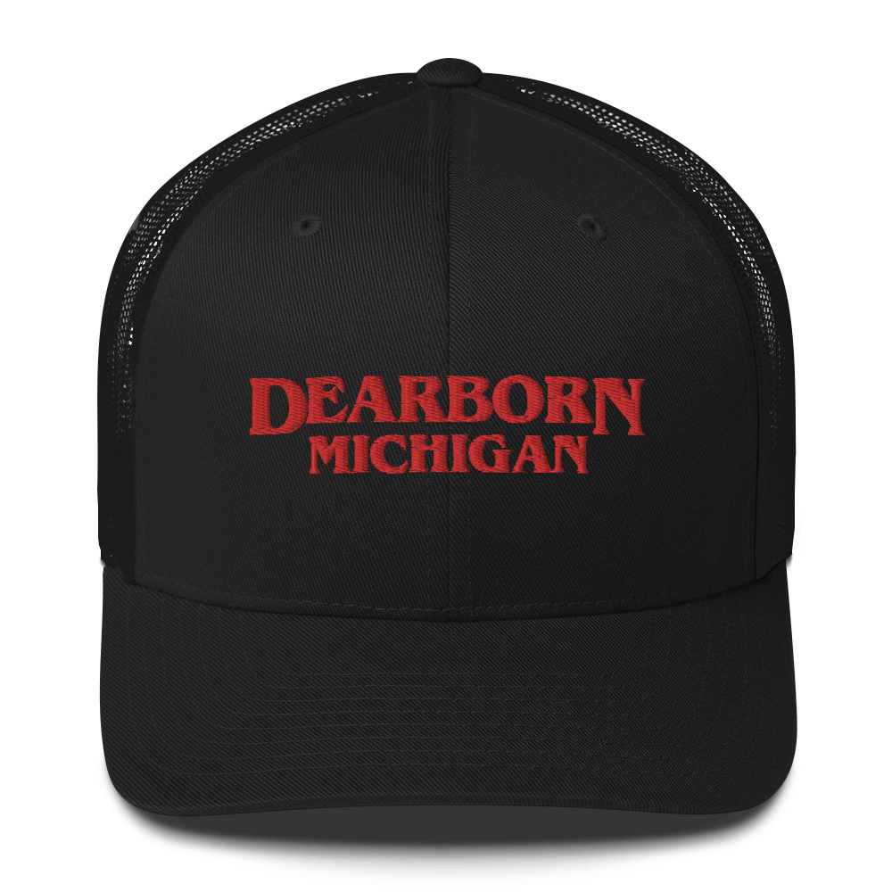 'Dearborn Michigan' Trucker Hat (1980s Drama Parody)