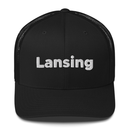 'Lansing' Trucker Hat | White/Black Embroidery