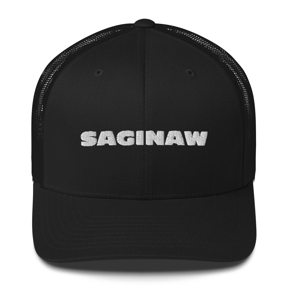 'Saginaw' Trucker Hat | White/Black Embroidery