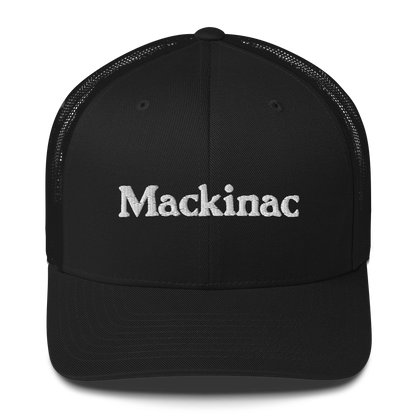 'Mackinac' Trucker Hat | White/Black Embroidery