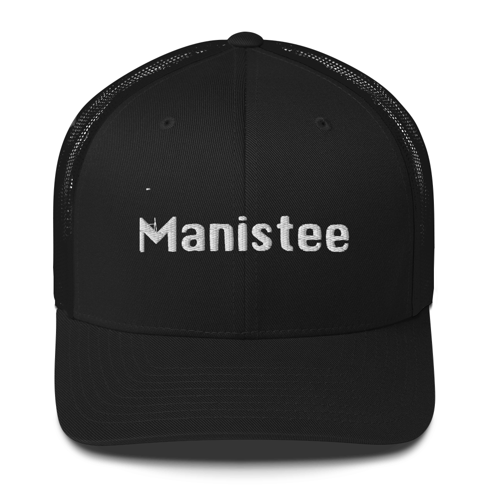 'Manistee' Trucker Hat | White/Black Embroidery