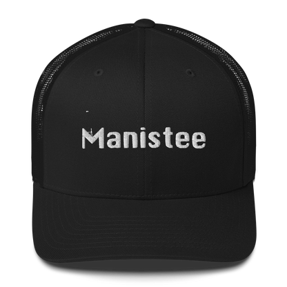 'Manistee' Trucker Hat | White/Black Embroidery