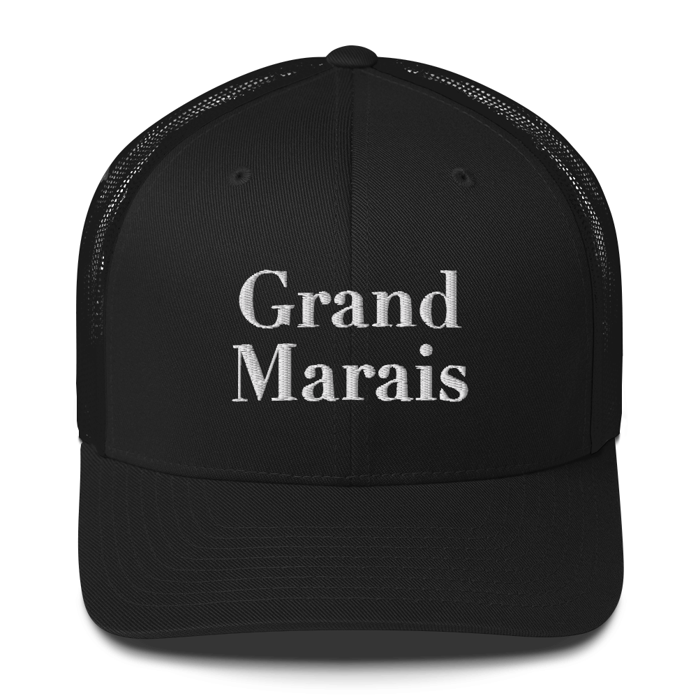 'Grand Marais' Trucker Hat | White/Black Embroidery