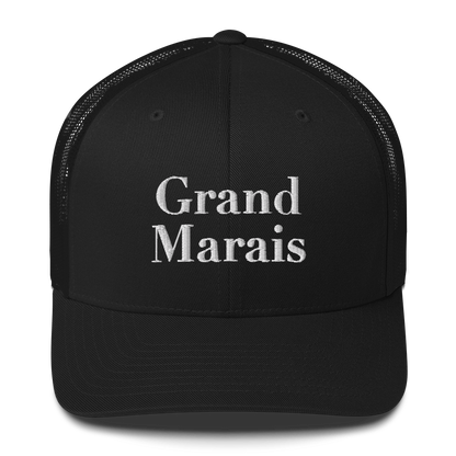 'Grand Marais' Trucker Hat | White/Black Embroidery