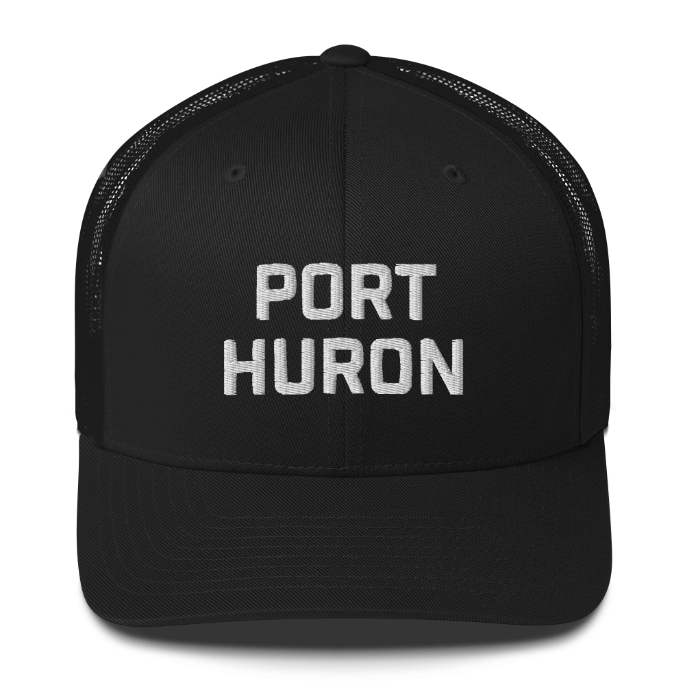 'Port Huron' Trucker Hat | White/Black Embroidery