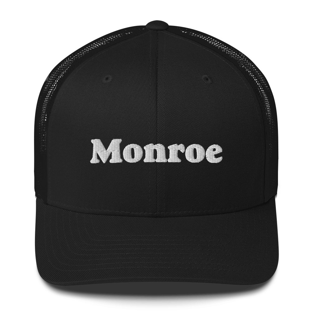 'Monroe' Trucker Hat | White/Black Embroidery