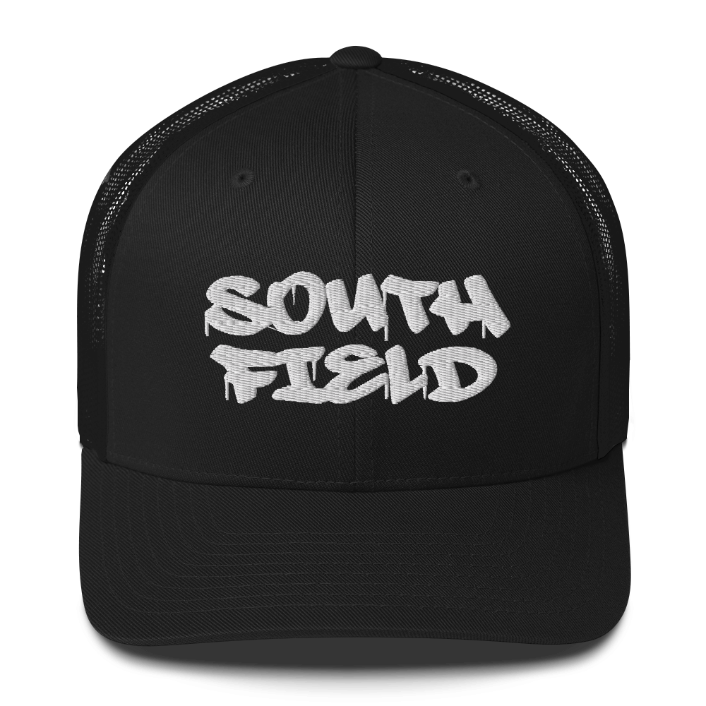 'Southfield' Trucker Hat | White/Black Embroidery