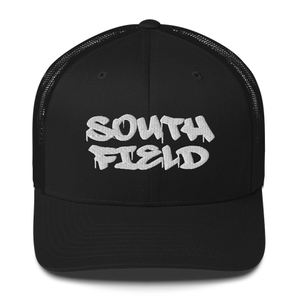 'Southfield' Trucker Hat | White/Black Embroidery