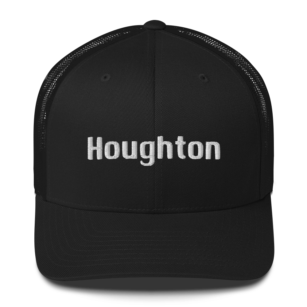 'Houghton' Trucker Hat | White/Black Embroidery