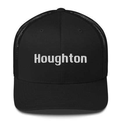 'Houghton' Trucker Hat | White/Black Embroidery