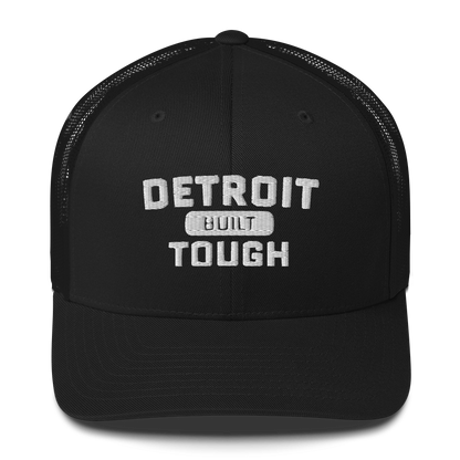 'Built Detroit Tough' Trucker Hat | White/Black Embroidery