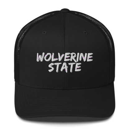 Michigan 'Wolverine State' Trucker Hat (Angry Brush Font)