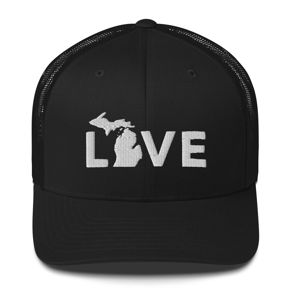 Michigan 'Love' Trucker Hat (Geometric Sans Font)