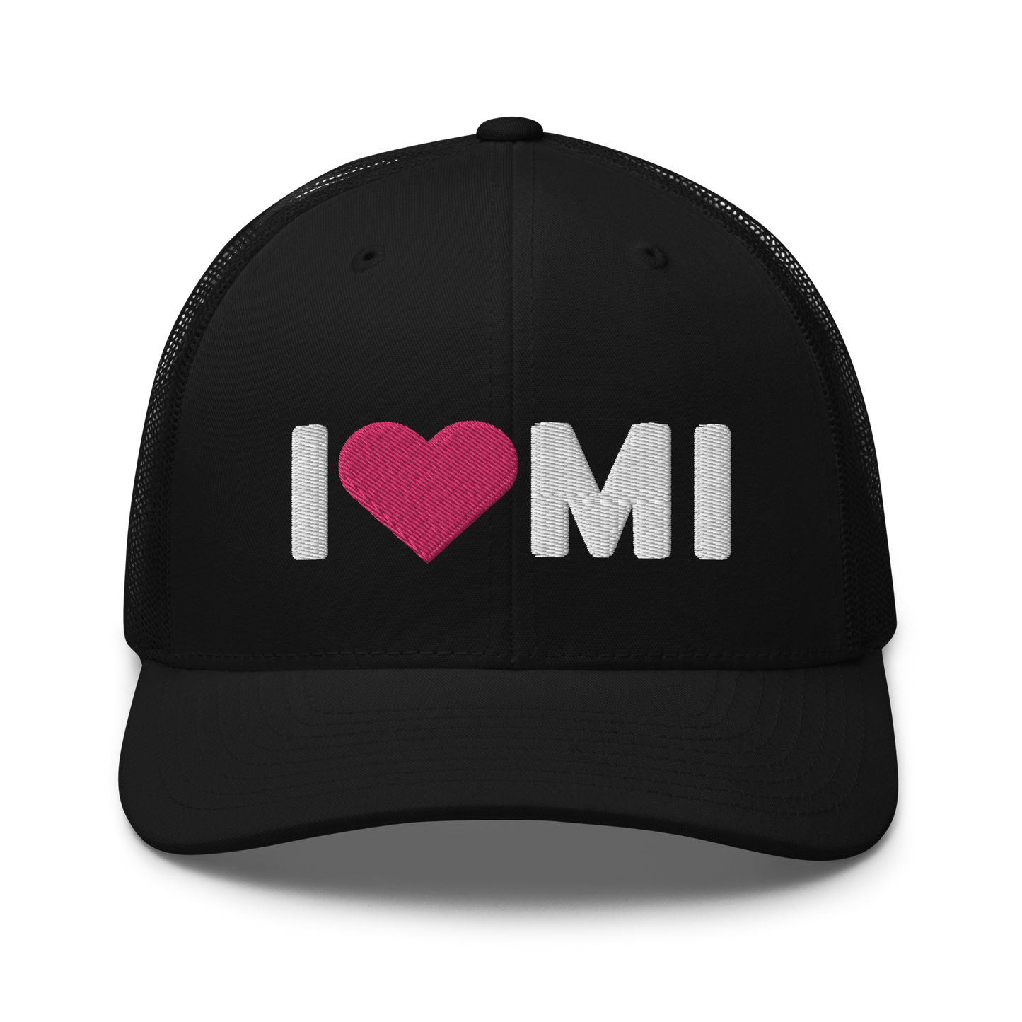 Michigan 'I ❤️ MI' Trucker Hat (Rounded Swiss Font)