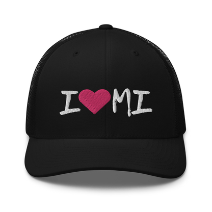 Michigan 'I ❤️ MI' Trucker Hat (Brush Font)