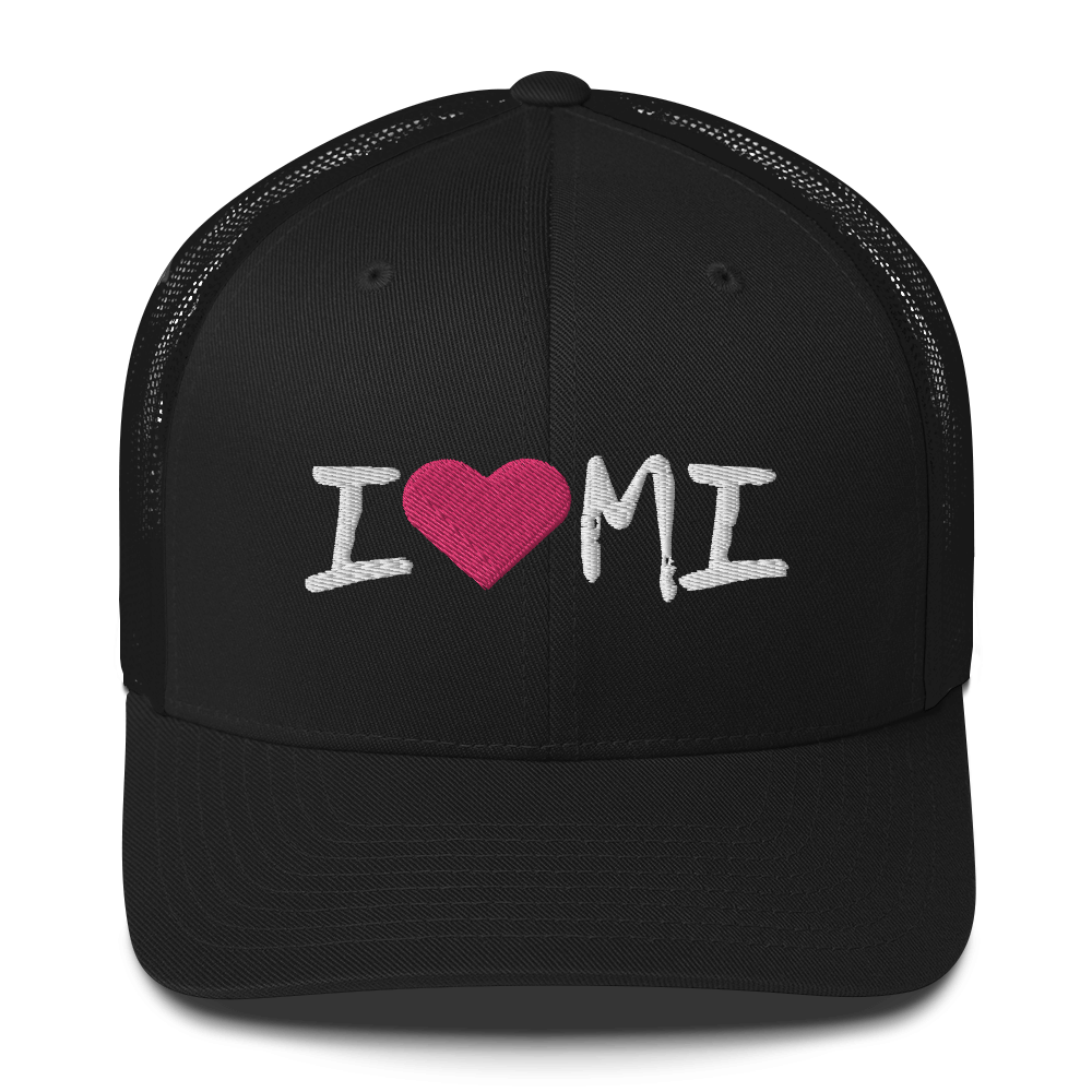 Michigan 'I ❤️ MI' Trucker Hat (Brush Font)