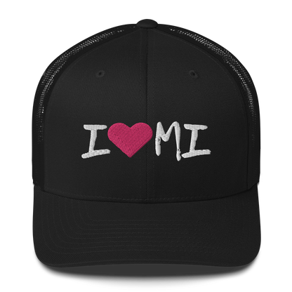 Michigan 'I ❤️ MI' Trucker Hat (Brush Font)