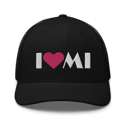 Michigan 'I ❤️ MI' Trucker Hat (Art Deco Font)