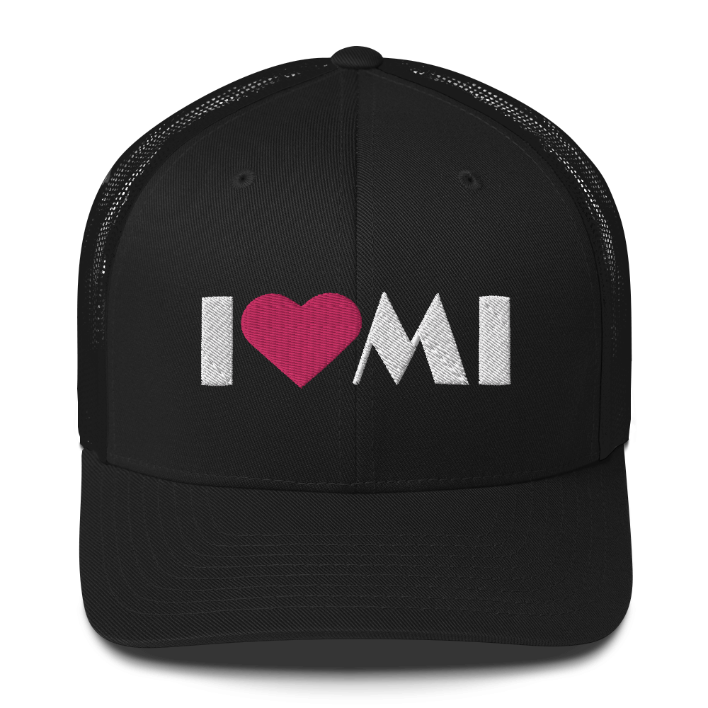 Michigan 'I ❤️ MI' Trucker Hat (Art Deco Font)