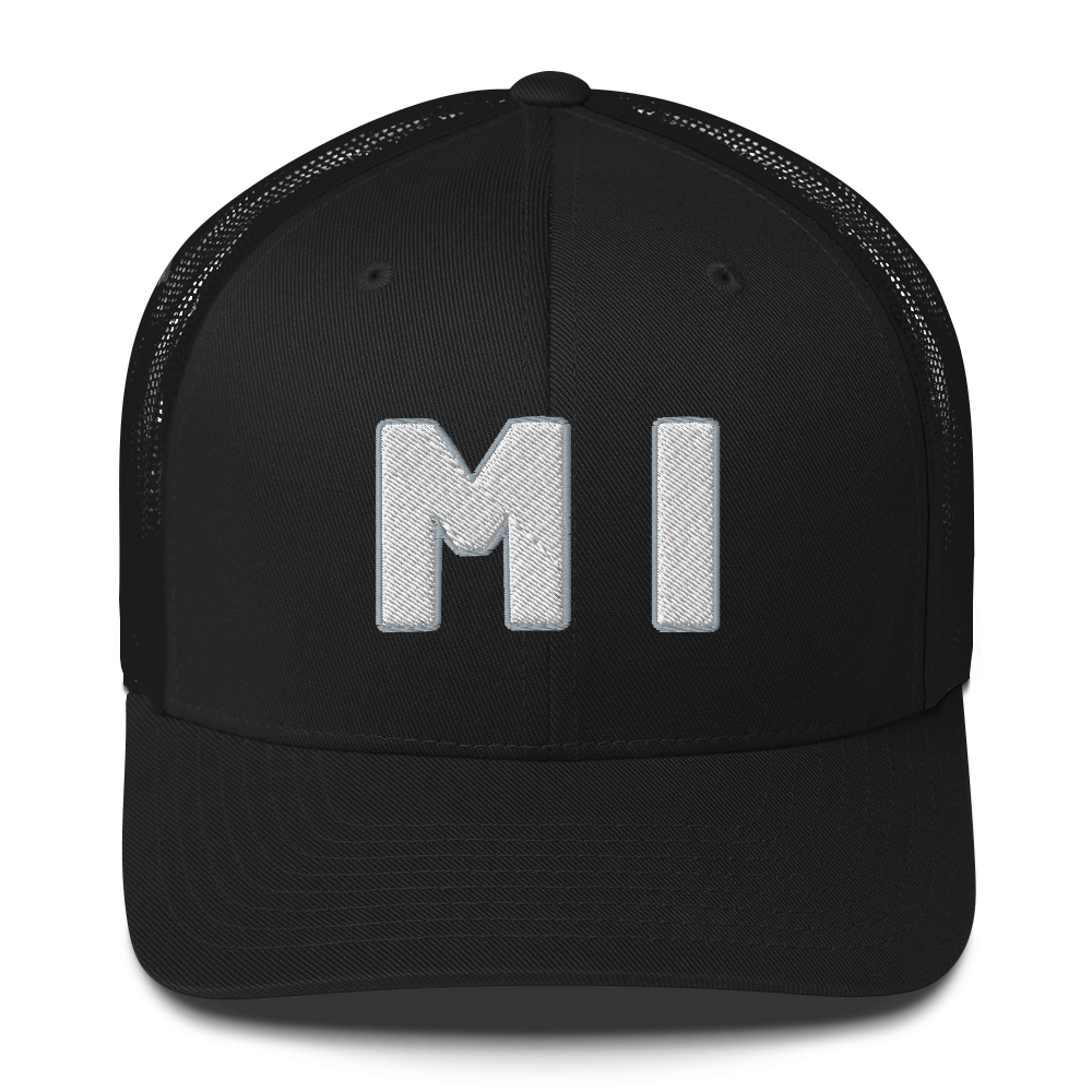 Michigan 'MI' Trucker Hat (1940s Baseball Font)