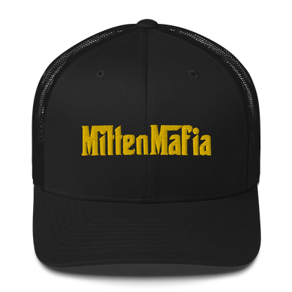 Michigan 'MittenMafia' Trucker Hat (Gangster Font) | Gold Embroidery