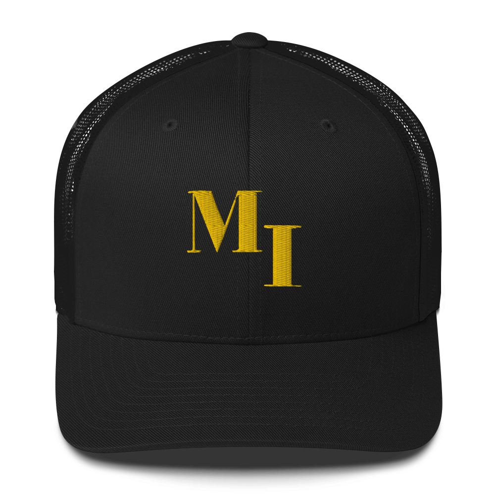 Michigan 'MI' Trucker Hat (Didone Logotype) | Gold Embroidery