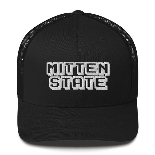 Michigan 'Mitten State' Trucker Hat (Arcade Font)