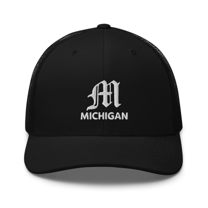 'Michigan' Trucker Hat (w/ Old English 'M')