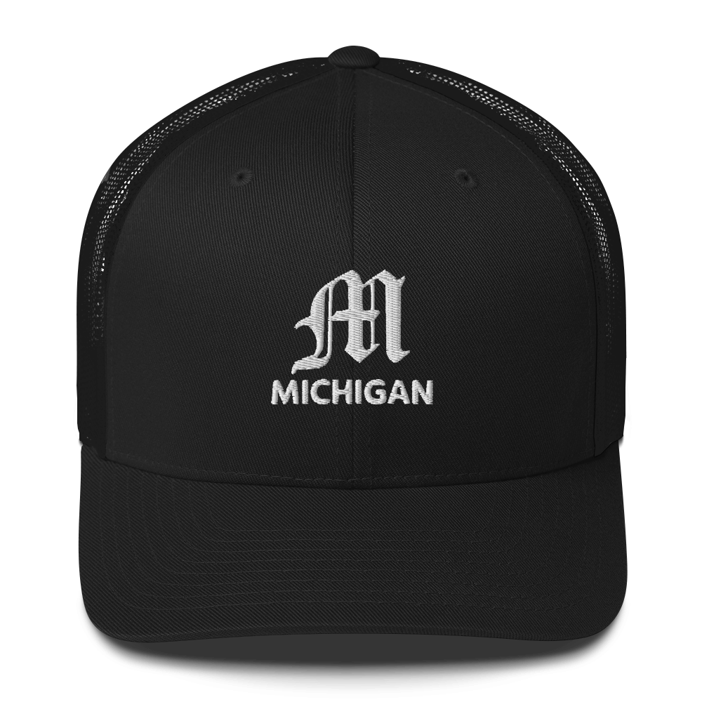 'Michigan' Trucker Hat (w/ Old English 'M')