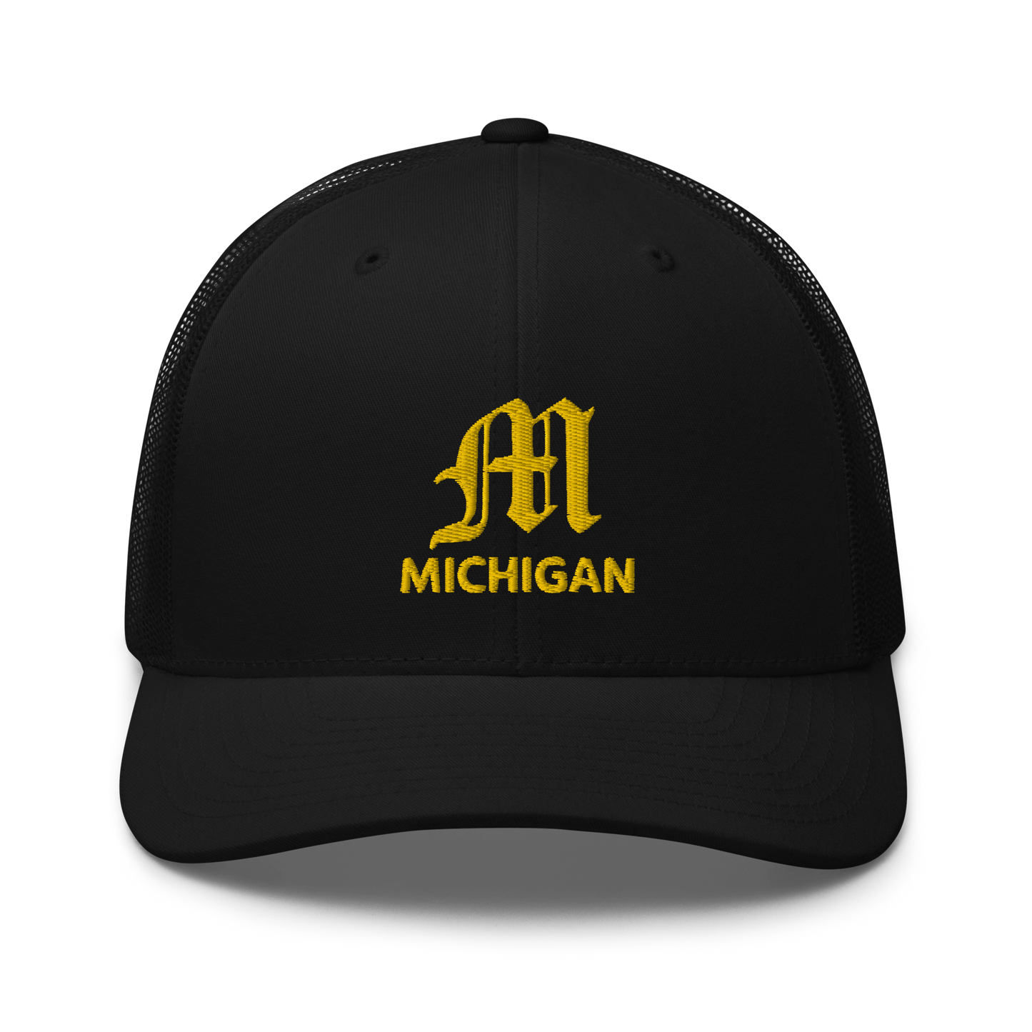 'Michigan' Trucker Hat (w/ 'Old English M') | Gold Embroidery