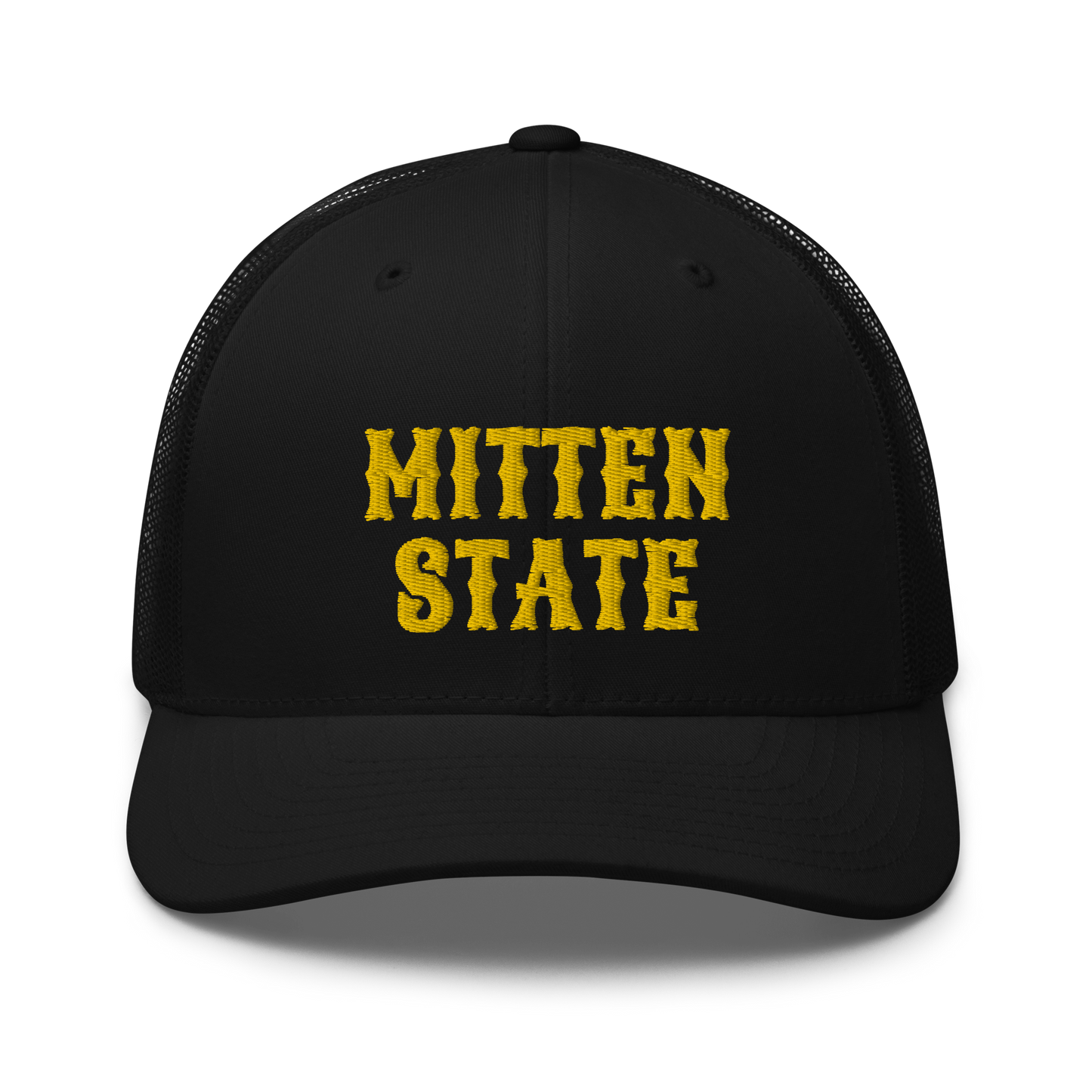 Michigan 'Mitten State' Trucker Hat (Western Font) | Gold Embroidery