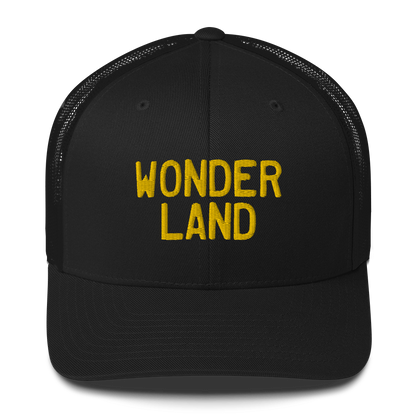 Michigan 'Wonderland' Trucker Hat (Licence Plate Font) | Gold Embroidery