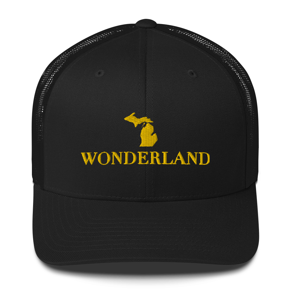 Michigan 'Wonderland' Trucker Hat (Didone Font) | Gold Embroidery