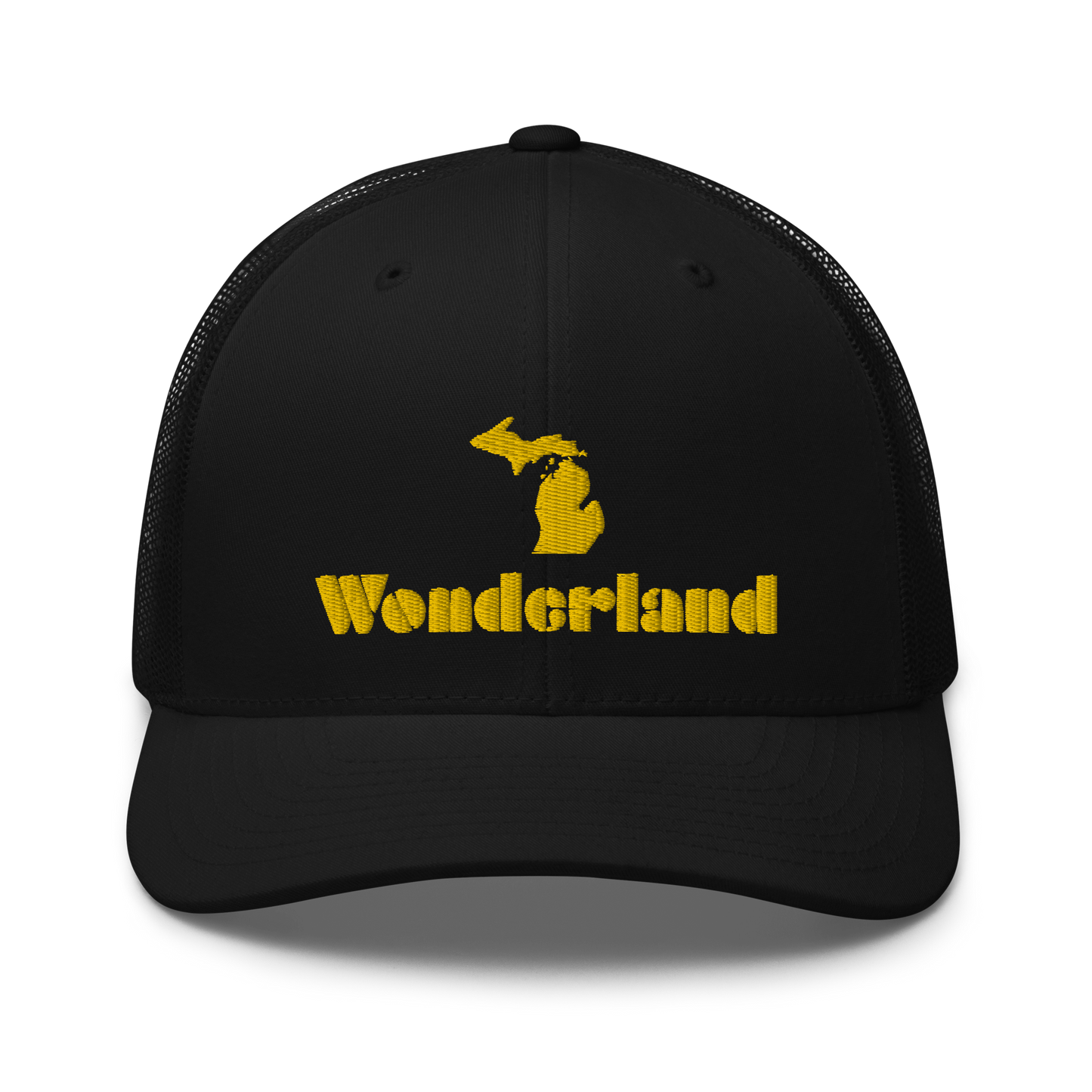 Michigan 'Wonderland' Trucker Hat (Art Deco Font) | Gold Embroidery