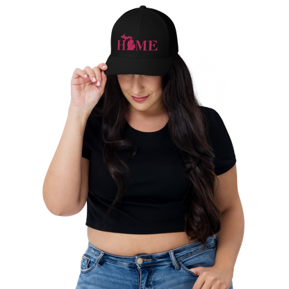 Michigan 'Home' Trucker Hat (Didone Font) | Pink Embroidery