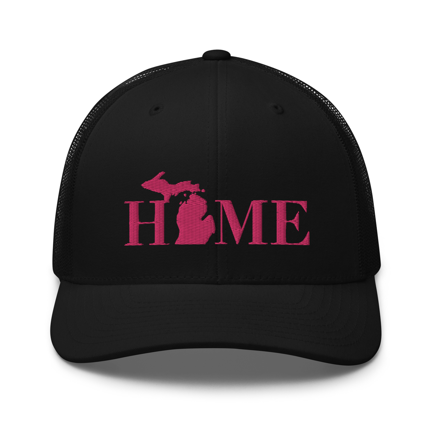 Michigan 'Home' Trucker Hat (Didone Font) | Pink Embroidery